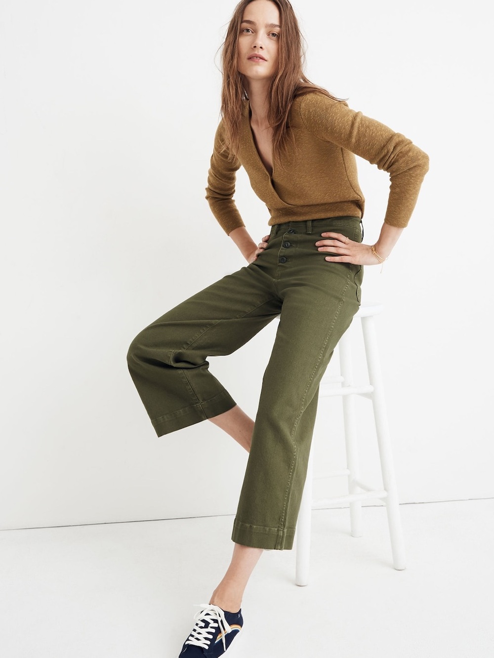 Madewell Emmett Wide-Leg Crop Pants: Button-Front Edition size 30
Loden Stretch